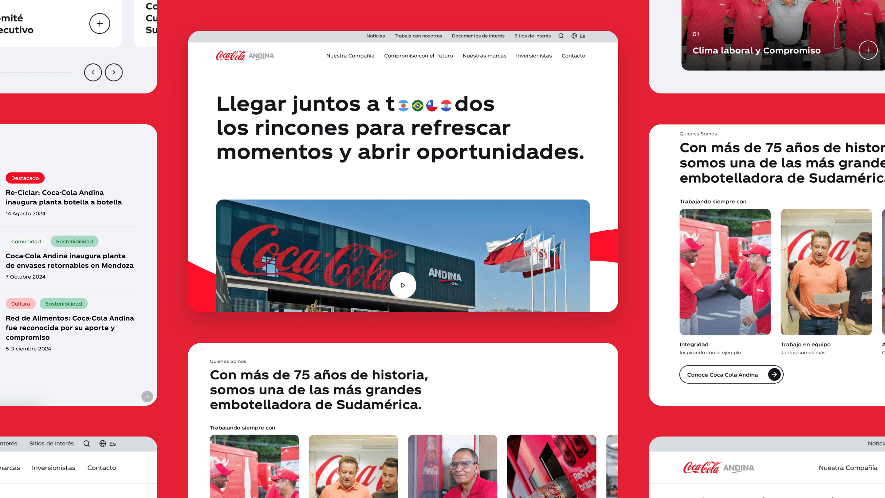 Coca-Cola Andina corporate website: news, executive committee, and company sections